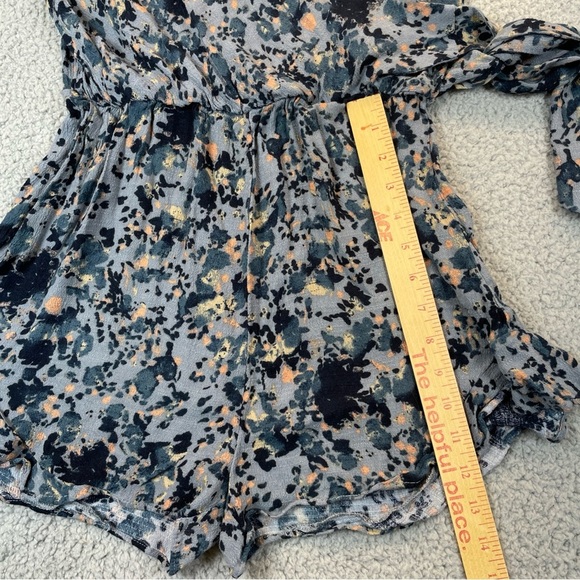 Free People  Romper Womens Small  All The Right Ruffles Raven Combo Button Back - Picture 11 of 16